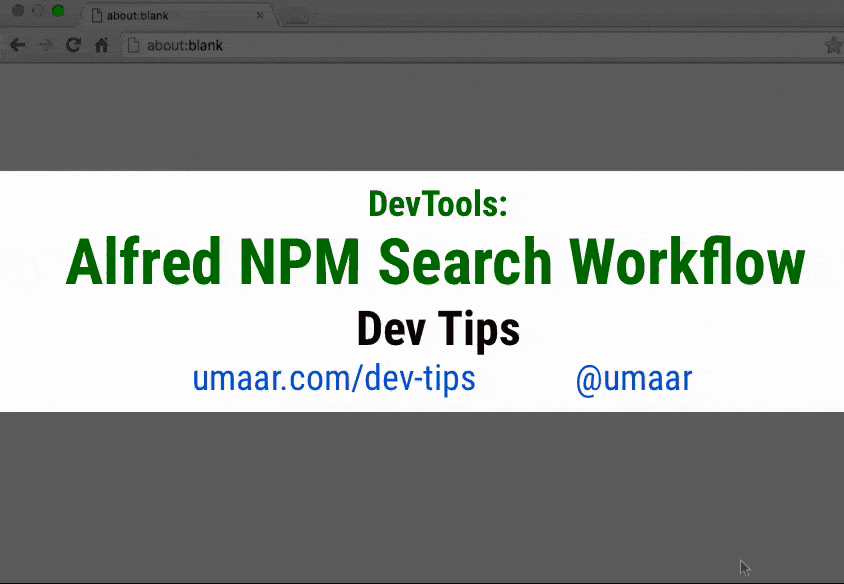 Search NPM packages in real time with the Alfred App