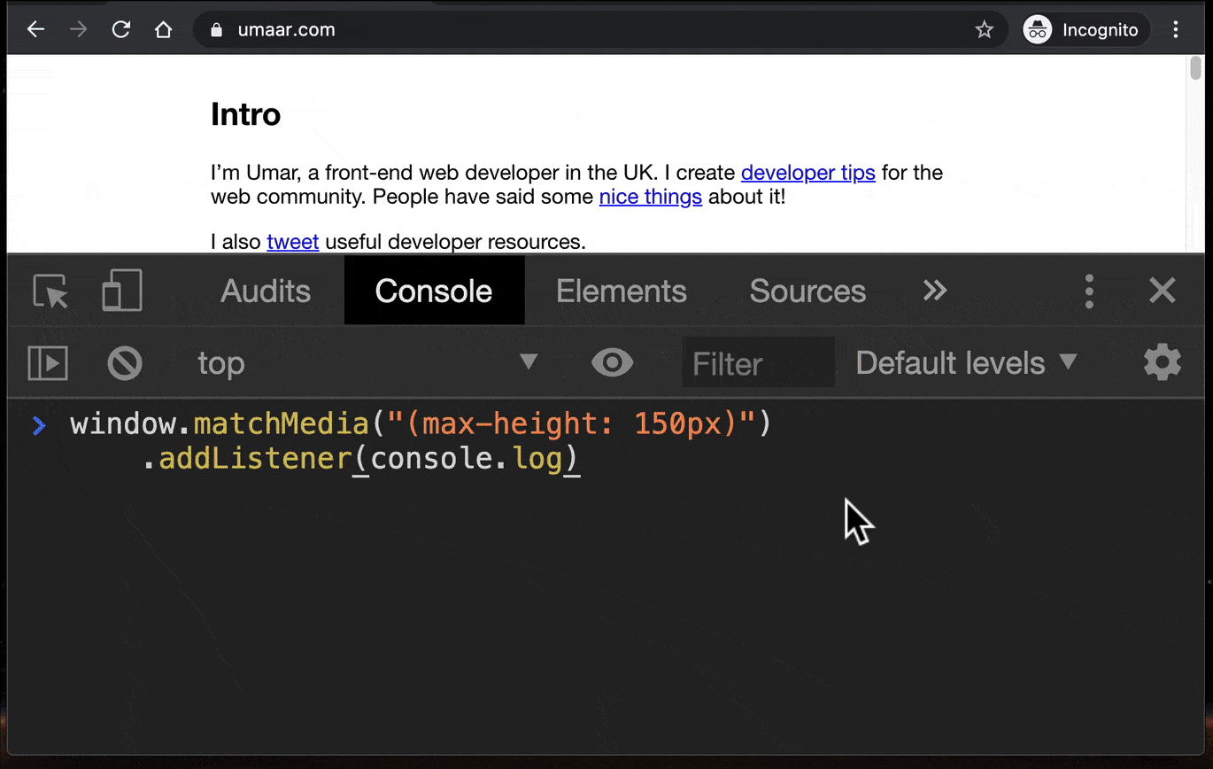 Get notified in JavaScript when a media query status changes